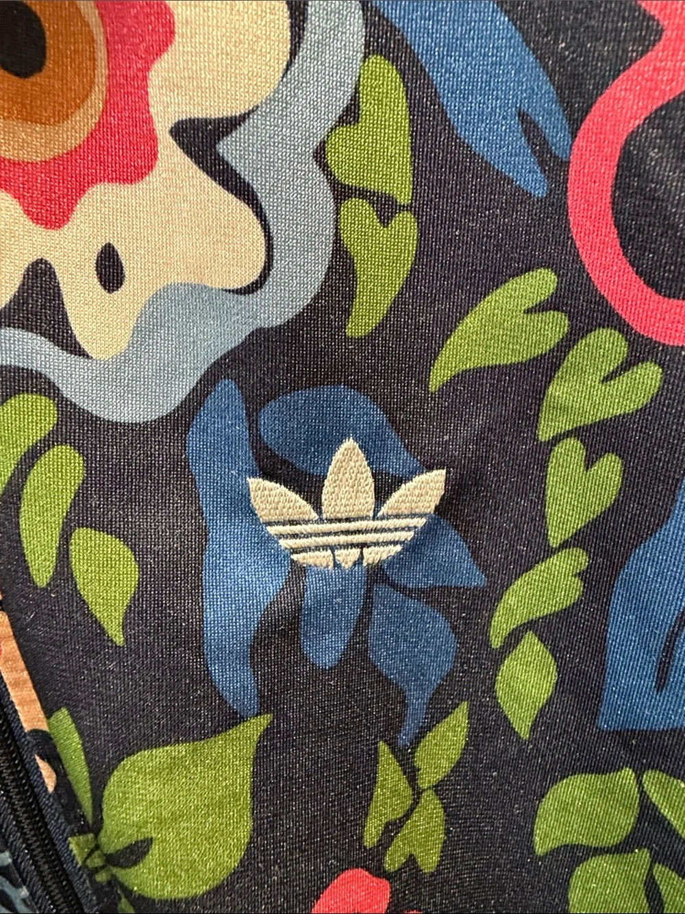 adidas Navy Floral Zip Track Jacket